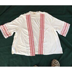 Embroidered Open Cardigan Kaftan New Plus 1X  Kimono White